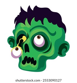 Cabeza de zombi espeluznante icono aislado