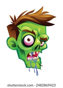 Zombie head with drooling mouth. Vector cartoon illustration