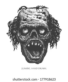 zombie head. hand drawn. vector eps8