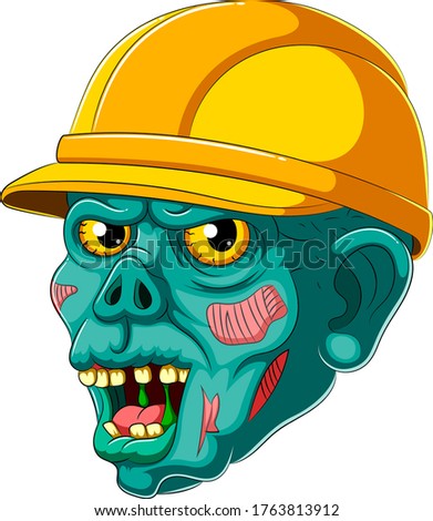 Zombie head with helmet of illustration 