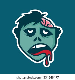 Zombie Head Icon Illustration With Exposed Brain