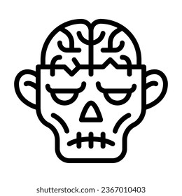 zombie head line icon,vector and illustration