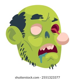 Cabeza de zombi aterrador icono aislado