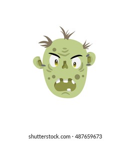 Zombie head scary spooky emotion isolated on white background. Halloween avatar simple gradient vector.