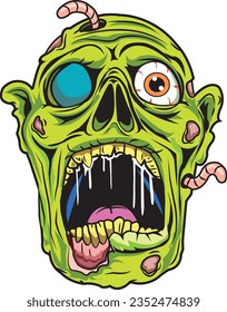 Zombie Head. Vector Artwork on a Transparent Background