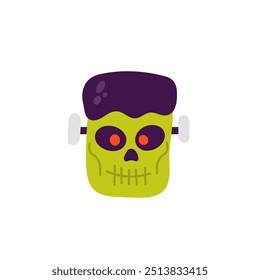 Zombie head vector flat illustration. Halloween icon