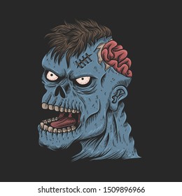 zombie head vector illustration for your company or brand
