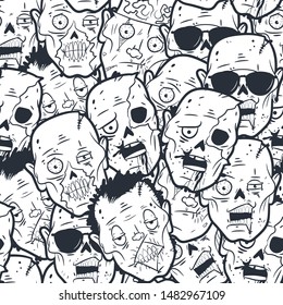 Zombie head vector seamless pattern.