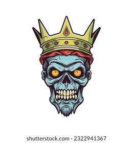 zombie head wearing a crown vector clip art illustration