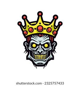 zombie head wearing a crown vector clip art illustration