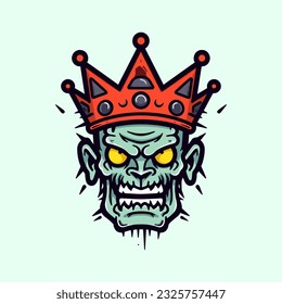 cabeza zombie con ilustración de un clip vectorial de la corona