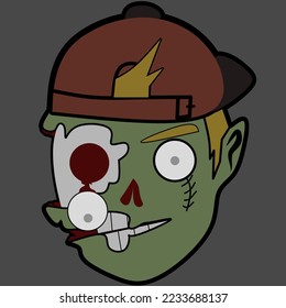 cabeza zombie con sombrero Ilustración