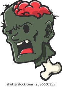 zombie head in white background, hand drawing, vector illustration