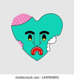 Zombie heart green love. Dead amour Vector illustration
 
