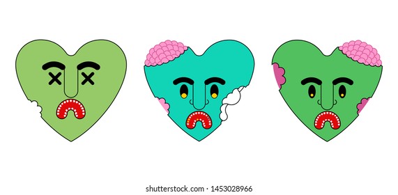 Zombie heart green love. Dead amour Vector illustration
 
