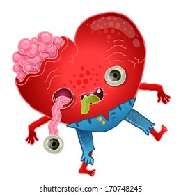 Zombie heart. Love vector illustration