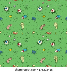 Zombie, Helloween Or Horror Seamless Pattern In Vector