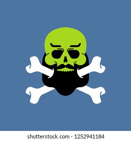 Zombie hipster with beard head isolated. Zombies face
 
