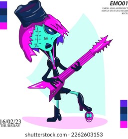zombie holding a guitar vector character