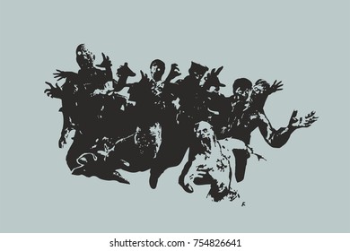 The Zombie Horde Vector Illustration