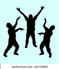 Zombie horror male action silhouette. Good use for symbol, web icon, mascot, or any design you want. Easy to use or edit