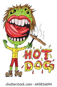 Zombie hot dog vector illustration