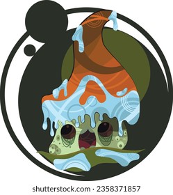 Zombie house, Halloween doodle, haunted house, witches, zombies. Halloween, Illustration for poster, card, banner for holidays.