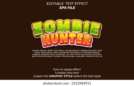 Zombie-Jäger-Texteffekt, schrifteditierbar, Typografie, 3D-Text 