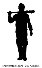 Zombie hunter with weapon silhouette vector on white background, alien, people graphic design for Halloween day.