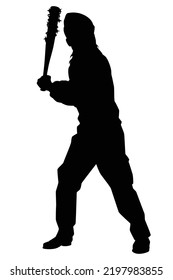 Zombie hunter with weapon silhouette vector on white background, alien, people graphic design for Halloween day.