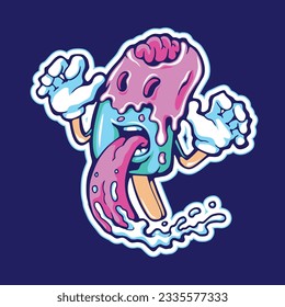 Zombie ice cream can be used for t shirt design or for halloween funny vector illustration	