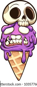 Zombie ice cream with skull. Vector clip art illustration with simple gradients. All in a single layer. 

