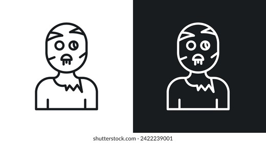 Zombie-Symbol im Linienstil auf weißem Hintergrund.