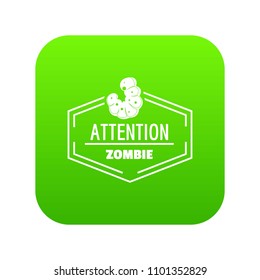 Zombie icon green vector isolated on white background
