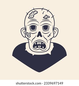 Zombie icon. Zombie icon isolated on white background. Print for t-shirt, typography. Vector illustration