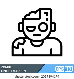 Zombie icon in line style. Vector illustration for Halloween event. EPS 10
