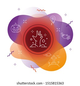 Zombie icon on Modern background - Happy halloween icons - Editable stroke