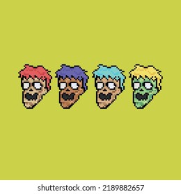 Zombie icon in pixel art design vector