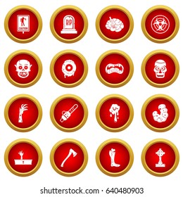 Zombie icon red circle set isolated on white background