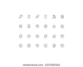 Zombie icon set, design, vector illustration