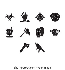 zombie icon set flat black