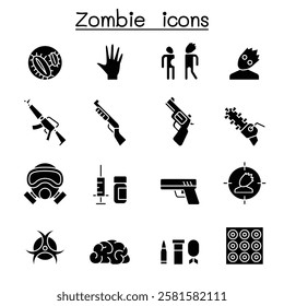 Zombie icon set in glyph style