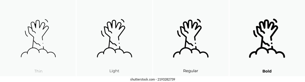 zombie icon. Thin, Light Regular And Bold style design isolated on white background