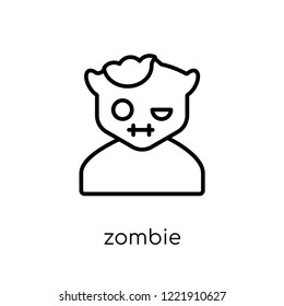 Zombie icon. Trendy modern flat linear vector Zombie icon on white background from thin line Fairy Tale collection, editable outline stroke vector illustration