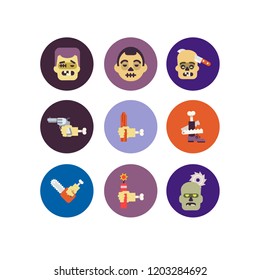 Zombie icons set
