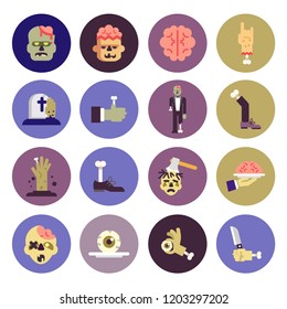Zombie icons set