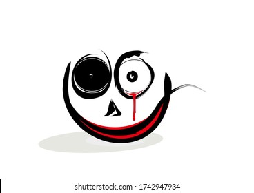 Zombie Idiot smiled on a white background in vector illustration