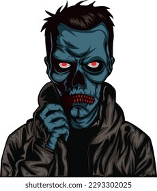 Zombie illustration, Zombie vector, Zombie art, Cartoon crawling zombie