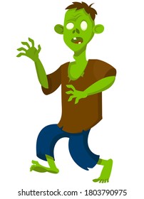 Zombie in intimidating pose. Halloween character in cartoon style.