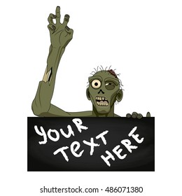 Zombie isolated with banner for you text. Vector illustration